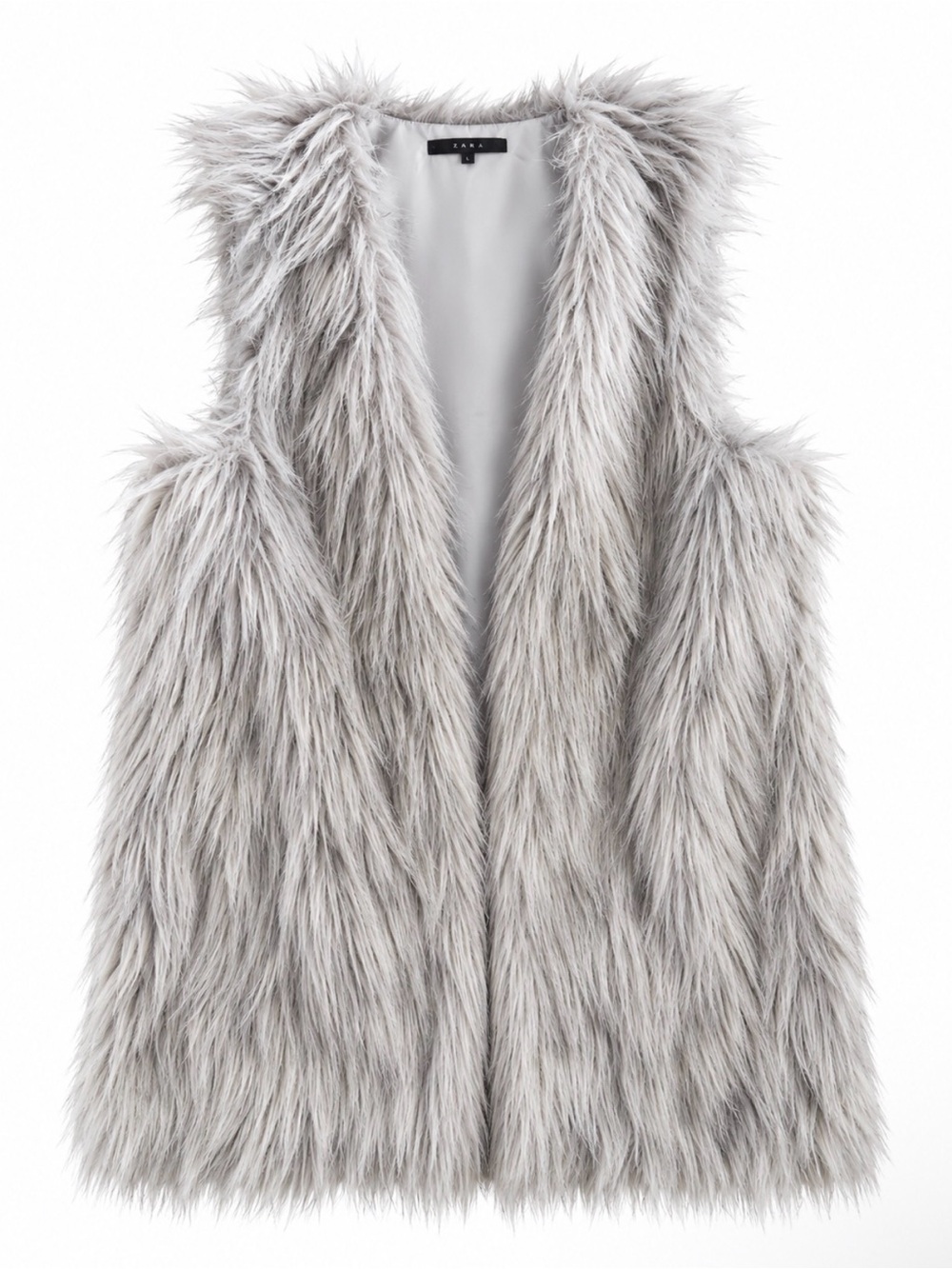 Black Tape_ Light Gray Faux Fur Sleeveless Vest - Size Small